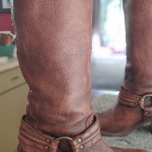 Frye tall Carmen Harness leather boots. Gorgeous lush leather boots.